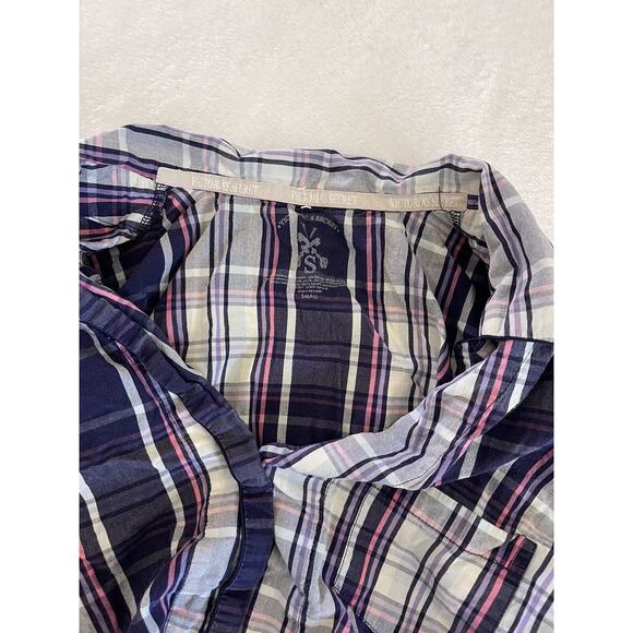 Victorias Secret Sz S Hidden button front multi stripe Purple shirt Casual Women - Picture 11 of 11